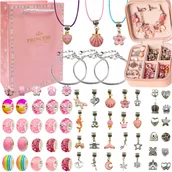 Prace ręczne dla dzieci - ZESTAW DO ROBIENIA BRANSOLETEK NASZYJNIKÓW BIŻUTERII KORALIKI PREZENT DUŻY - miniaturka - grafika 1