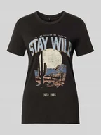 Koszulki i topy damskie - T-shirt o kroju regular fit z czystej bawełny model ‘LUCY’ - miniaturka - grafika 1