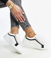 Sneakersy damskie - Biało-czarne sneakersy na platformie Amala-38 - miniaturka - grafika 1