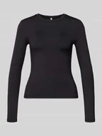 Bluzki damskie - Bluzka o kroju slim fit z długim rękawem i okrągłym dekoltem model ‘LULA’ - miniaturka - grafika 1