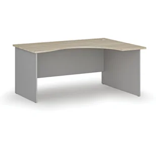 Biurko narożne PRIMO GRAY, 1600 x 1200 mm, prawe, szary/dąb naturalny - Biurka - miniaturka - grafika 1