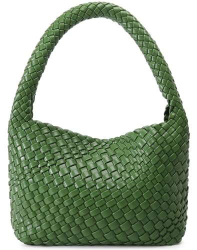 NOBLIFE, Damska torba do noszenia, torebka typu feder-01, torba tkana, torebka plażowa, wegańska skóra, zielony (grasgrün), S