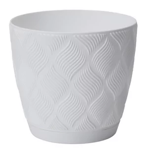 Doniczka Flow petit ECO recycled z podstawką 15 biała - Donice - miniaturka - grafika 1