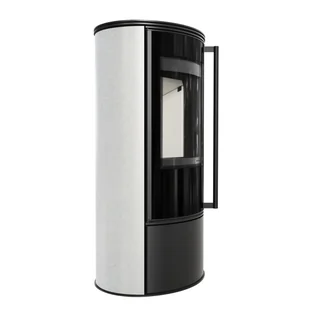 Piec stalowy ERIK fi 150 5,5 kW ceramika WHITE SATIN z domykaniem - Piece wolnostojące - miniaturka - grafika 1