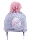 Czapki damskie - Czapka zimowa dziewczęca śpiące sówki szara wiązana 42-44 YOCLUB - miniaturka - grafika 1