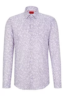 HUGO Męska koszula Kenno Slim Fit z popeliny z nadrukiem, Light/Pastel Purple535, 40 - Koszule męskie - miniaturka - grafika 1