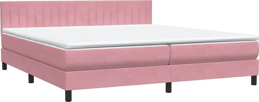 Łóżko typu Box Spring z materacem różowe 180x220 cm aksamitne