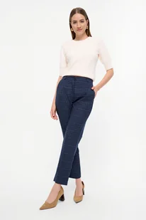 Eleganckie spodnie chino granatowe - Greenpoint - Spodnie damskie - miniaturka - grafika 1