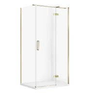 Kabiny prysznicowe - Kabina prysznicowa Cersanit Jota 100x80x195 prostokątna złoty transparentne z brodzikiem tako slim 4cm biały S601-382 - miniaturka - grafika 1