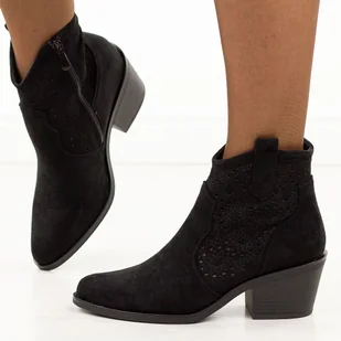 Czarne jesienne botki damskie, kowbojki S.Barski 52-529 - S.BARSKI - Botki damskie - miniaturka - grafika 1