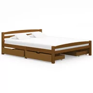 Łóżka - Lumarko Rama łóżka z 4 szufladami, miodowy brąz, sosna, 160 x 200 cm - miniaturka - grafika 1