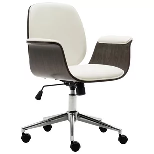 Fotel biurowy, krzesło biurowe vidaXL Krzesło biurowe, białe, gięte drewno i sztuczna skóra - Fotele i krzesła biurowe - miniaturka - grafika 1