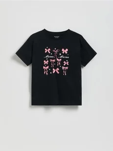 Reserved - T-shirt z nadrukiem - czarny - Koszulki dla dziewczynek - miniaturka - grafika 1