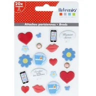 Spinacze i klipsy do papieru - Artemio ćwieki - Dzień Matki - 20 ćwieków serce kwiat motyl pocałunek w usta mama - miniaturka - grafika 1