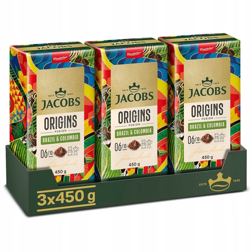 Kawa mielona Jacobs Origins Brazil & Colombia 3x 450g