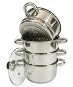 Zestawy garnków i patelni - GARNEK DO GOTOWANIA NA PARZE 24CM PAROWAR 3 SITA SITO INDUKCJA GAZ - miniaturka - grafika 1
