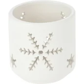 Ozdoby bożonarodzeniowe - Świecznik cementowy Płatek śniegu III biały, 7,8 x 8 cm - miniaturka - grafika 1