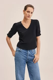 Koszulki i topy damskie - Mango t-shirt bawełniany Danae kolor czarny - grafika 1