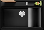 Zlewozmywaki - Zlewozmywak granitowy jednokomorowy + wkładka ociekowa gratis Oslo 80 Pocket Multilevel kolor Czarny metalik. Baterie kuchenne i syfon do wyboru. Primagran - miniaturka - grafika 1