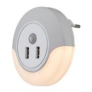 Akcesoria do oświetlenia - Lampa wtykowa nocna LED 13,9W z czujnikiem i gniazdami USB DEMBO 76012 Rabalux - miniaturka - grafika 1