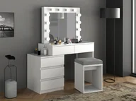 Toaletki - Toaletka kosmetyczna z lustrem i żarówkami Adele 12 Led biała - miniaturka - grafika 1