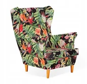 Fotele - Fotel Uszak EGZOTYCZNE kwiaty liście MODNY WYSTRÓJ - miniaturka - grafika 1