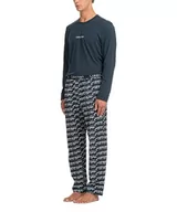 Spodenki męskie - Calvin Klein Męskie spodnie L/S zestaw piżamowy, Bl Bry Tp, Hitch Logo_blbry Btm, S - miniaturka - grafika 1