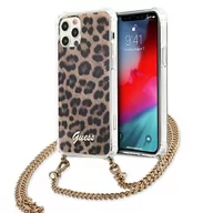 Etui i futerały do telefonów - Guess GUHCP12LKCLEO iPhone 12 Pro Max 6,7" Leopard hardcase Gold Strap - miniaturka - grafika 1