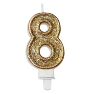 Urodziny dla dorosłych - Świeczka cyferka premium nr 8 15 cm złoty - miniaturka - grafika 1