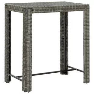 vidaXL Ogrodowy stolik barowy, szary, 100x60,5x110,5 cm, polirattan - Stoły ogrodowe - miniaturka - grafika 1
