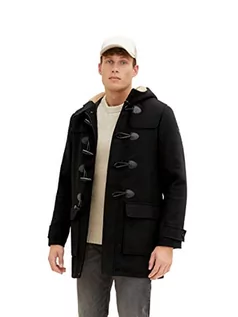 Płaszcze męskie - TOM TAILOR Męskie Płaszcz wełniany Dufflecoat 1032508, 29999 - Black, XXL - grafika 1