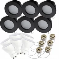 Lampy pozostałe - 6x Oprawa HALOGENOWA AQUS Czarna IP44 + LED GU10 1,5W Ciepła Barwa - PODBITKA - miniaturka - grafika 1