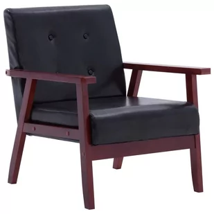 Fotel Retro, czarny, 64,5x67x73,5cm, drewno+skóra - Fotele - miniaturka - grafika 1