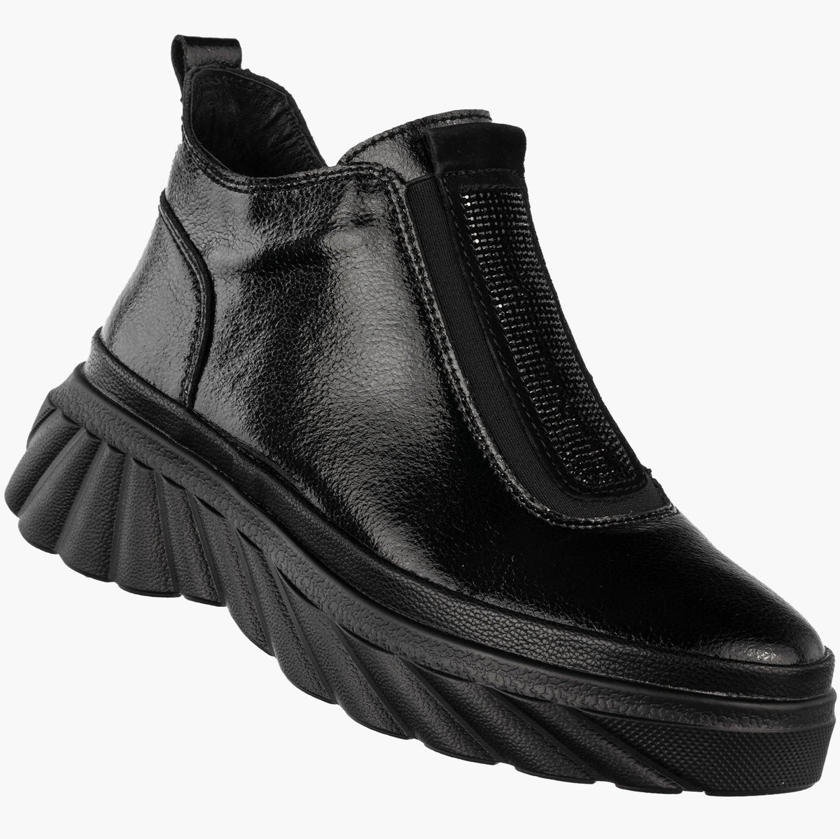 Botki Damskie Skórzane Buty Na Platformie Ocieplane Na Zimę Czarne Filippo DBT7426/25BK Czarny 36