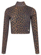 Bluzki damskie - adidas Bluzka Leopard JW2772 Brązowy Slim Fit - miniaturka - grafika 1