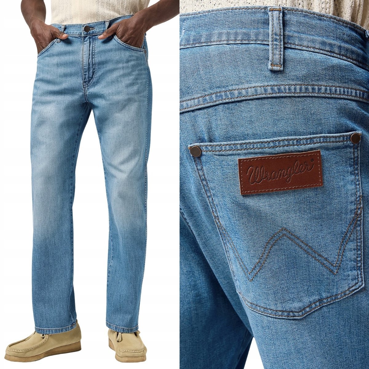Wrangler FRONTIER Coastal cienkie proste luźne spodnie jeansowe W32 L32