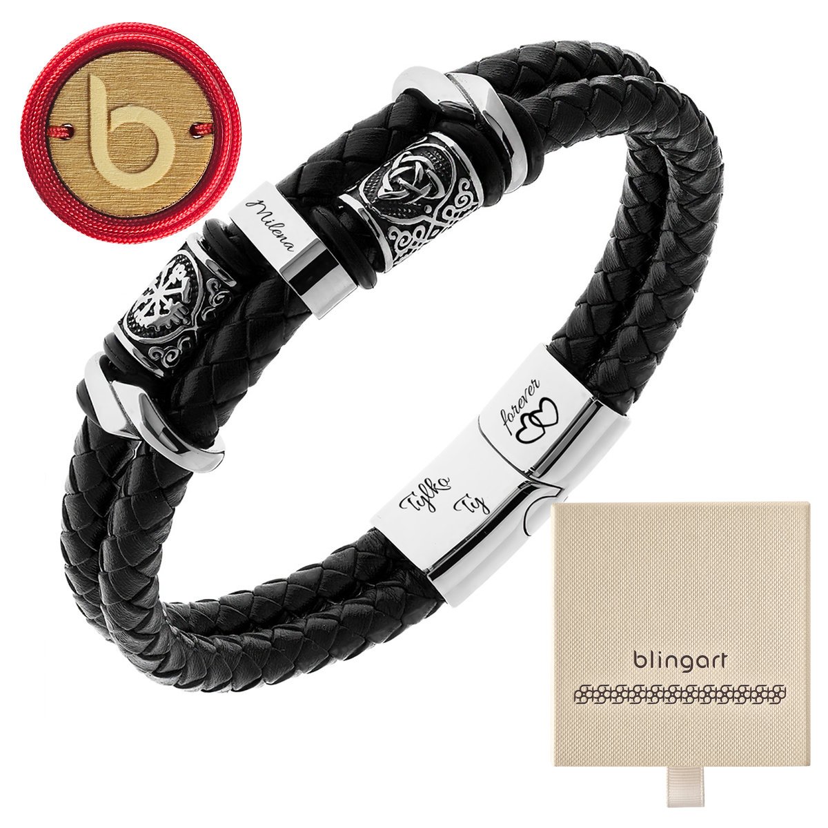 Bransoletka SKÓRZANA VEGVISIR triquetra podwójna s
