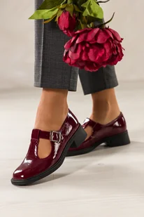 Bordowe półbuty skórzane damskie lakierowane z wycięciami PRODUKT POLSKI Casu 414 - Półbuty damskie - miniaturka - grafika 1