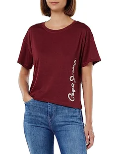 Pepe Jeans Damska koszulka Beth, Czerwony (bordowy), L - Koszulki i topy damskie - miniaturka - grafika 1
