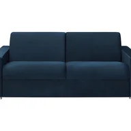 Sofy i kanapy - Kanapa 4-osobowa z ekspresowym mechanizmem rozkładania z weluru CALITO - Granatowy - Wymiary miejsca do spania: 160 cm - Materac 18 cm z pamięcią kszt - miniaturka - grafika 1