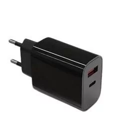 Ładowarka sieciowa 2x3A USB C + USB A Power Delivery czarna - Ładowarki do telefonów - miniaturka - grafika 1
