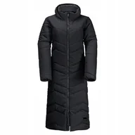 Płaszcze damskie - Jack Wolfskin płaszcz damski niebieski puchowy z kapturem rozmiar L - miniaturka - grafika 1