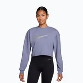 Kurtki i kamizelki sportowe damskie - Bluza treningowa damska Nike Pro Dri-Fit Crew Neck iron purple/metallic silver/white - miniaturka - grafika 1