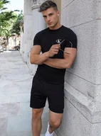 Koszulki męskie - Koszulka Męska Calvin Klein Czarna haft CK, CASUAL LOOK, PREZENT HIT S - miniaturka - grafika 1