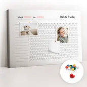 Tablice i flipcharty - Szkolna Tablica korkowa 60x40 cm, Kolorowe Pinezki, wzór Śledzenie nawyków - miniaturka - grafika 1