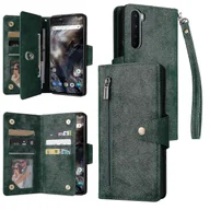 Portfele - Kompatybilny z etui Oneplus Nord Etui PU Leather Magnetyczny zamek błyskawiczny Karty Portfel Etui Zielony - miniaturka - grafika 1