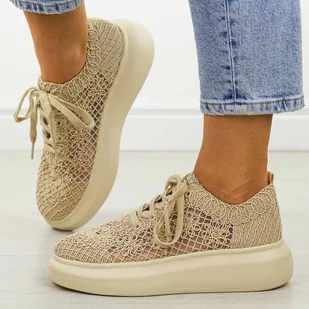 Beżowe przewiewne półbuty damskie Vinceza 17371 - Półbuty damskie - miniaturka - grafika 1