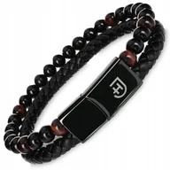 Bransolety męskie - męska bransoletka skórzana z kamieniami Magnetyczne zapięcie 20cm - miniaturka - grafika 1