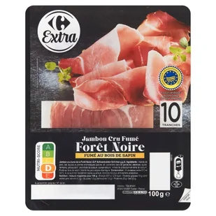 Carrefour Extra Szynka wieprzowa surowa wędzona w plastrach 100 g - Kiełbasa i wędliny - miniaturka - grafika 1