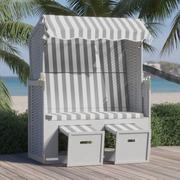 Meble ogrodowe - Lumarko Kosz plażowy z zadaszeniem, rattan PE i drewno, szaro-biały - miniaturka - grafika 1